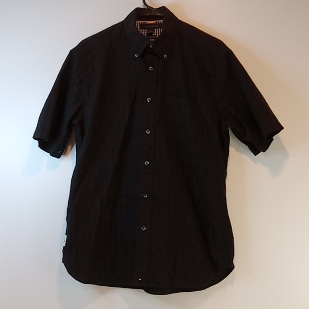 Tommy Hilfiger Long Sleeve Button Down Dress Shirt Men's Sz Med Black EUC NICE!